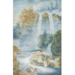 Kaisermann, Franz (Yverdon 1765 – 1833 Rom) Der grosse Aniene-Wasserfall bei Tivoli. Aquarell. Unten