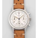 Le Coultre Chronograph Runder, mechanischer Schaltradchronograph 50er Jahre mit Handaufzug in