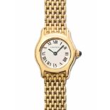 Cartier Damenarmbanduhr 750 Gelbgold. Nr. 8057004. 0107. Quarzwerk. 750 Gelbgold. Kleines, rundes