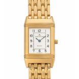 Jaeger LeCoultre Reverso Rechteckige Damenarmbanduhr 1995 mit Quarzwerk in 750 Gelbgoldgehäuse mit