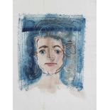 Erni, Hans (Luzern 1909–2015 Luzern) Frauenportrait. 1981. Briefzeichnung, Aquarell und Tinte auf