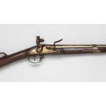 Steinschlossgewehr Deutsch, um 1780. Rundlauf, Kal. 18mm, Schlossplatte und Hahn bombiert.