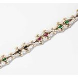 Pomellato Farbstein-Brillant-Bracelet Italien. 750 Gelb- und Weissgold. Massives Fantasiebracelet