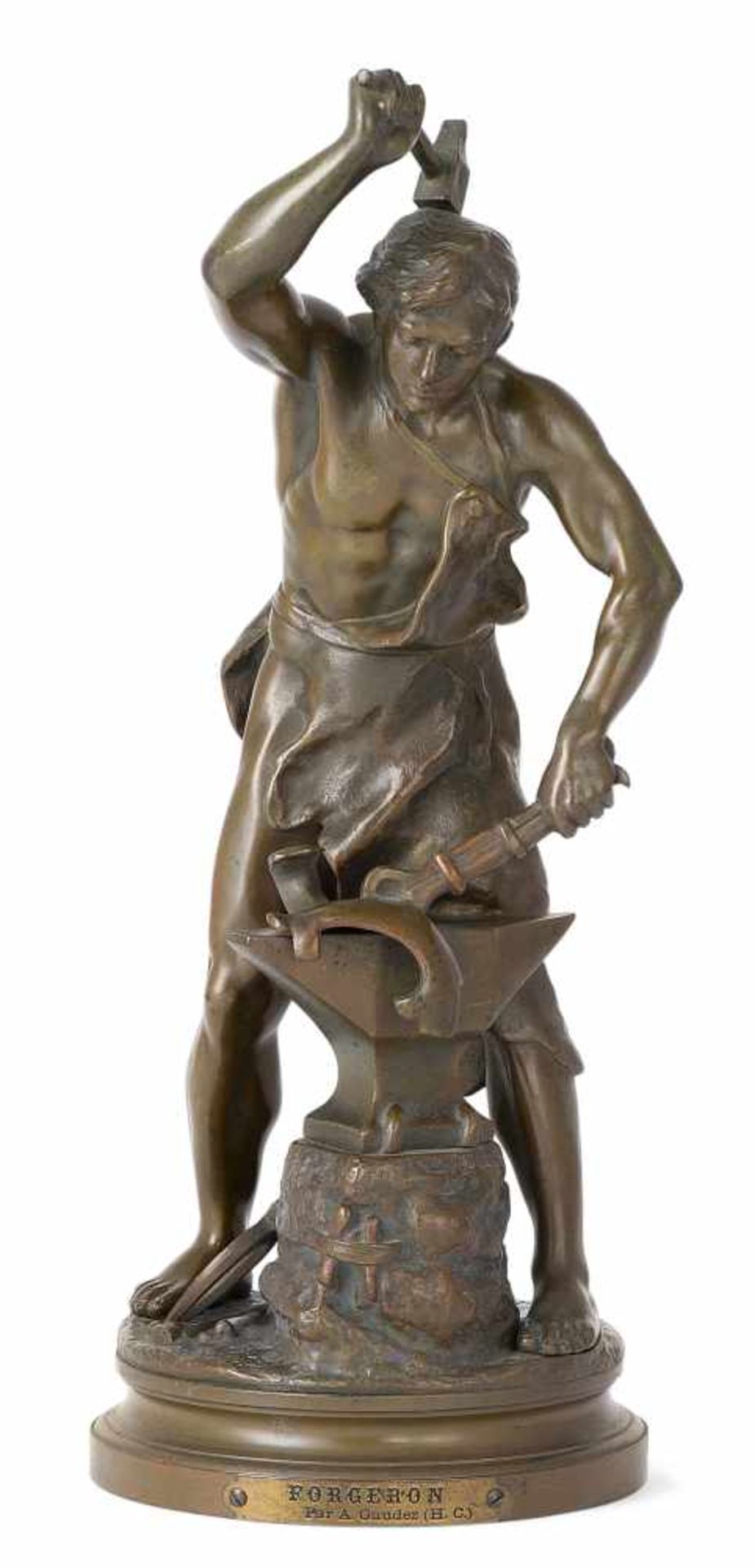 Figur "Forgeron" Frankreich, Ende 19.Jh. Adrien Étienne Gaudez (1845–1902). Bronze mit rötlich-