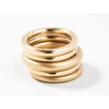 Pomellato Ring 750 Gelbgold. Poliert/sandgestrahlt. 5 aneinander montierte Ringe. Gr. 55, 35,4 g.