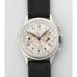 Gallet Runder, mechanischer Schaltradchronograph 60er Jahre mit Handaufzug in Stahlgehäuse. Boden