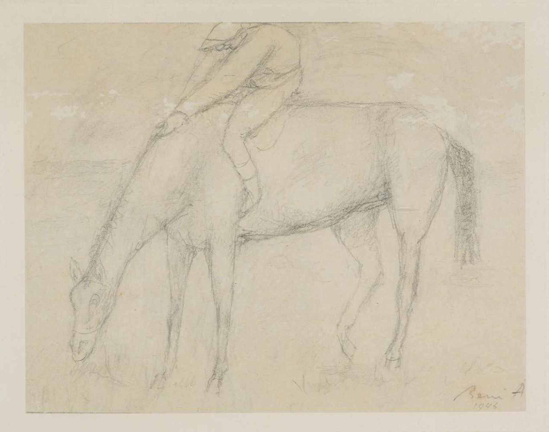 Auberjonois, René (Lausanne 1872–1957 Lausanne) Jockey. 1946. Bleistift auf Papier. Unten rechts - Bild 2 aus 2