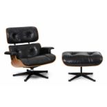 Eames, Charles und Ray Lounge Sessel mit Ottoman, Modell Nr. 670. Entwurf 1956. Ausführung Vitra,