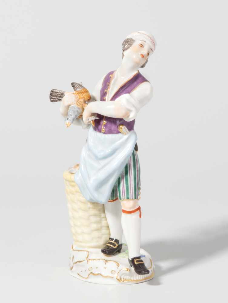 Figur, Meissen 20.Jh. Geflügelhändler aus der Serie "Pariser Ausrufer", Modell von Johann Joachim