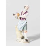 Figur, Meissen 20.Jh. Geflügelhändler aus der Serie "Pariser Ausrufer", Modell von Johann Joachim