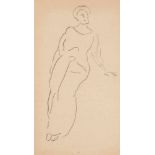 Hodler, Ferdinand (Bern 1853–1918 Genf) Weibliche Figurenstudie. Bleistift auf Papier. Unten