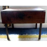 A Georgian Mahogany Pembroke Table with frieze drawer having original timber knobs, on square