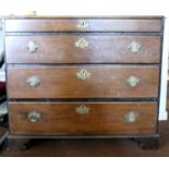 A 19th Century Oak Chest of Four Graduated Drawers having brass lock escutcheon & handles with