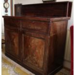 A 19th Century Mahogany Chiffonier, the raised shelved back on twin turned pillar supports, the