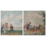 A Pair of Victorian Watercolours in the manner of Dorothy Sharpe, unsigned, in glazed gilt frames.