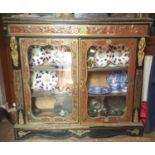 A 19th Century Ebonised and Ormolu Mounted Cabinet, with boulle work cut brass and red tortoiseshell