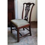 A Substantial Georgian Mahogany Side Chair, the pierced back with quatrefoil shaped top rail, united