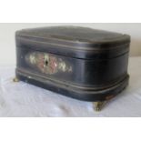 A 19th Century Ebonised Box having brass stringing with boulle work to the front, standing on four