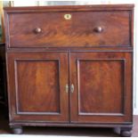 A 19th Century Mahogany Secretaire Chest, the top with reeded front above a fall front drawer fitted