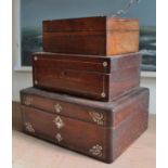 Three Rosewood Boxes, each with brass and MOP inlay.