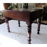 A Victorian Mahogany Commode Stool with box cover, with fitted creamware pot and on turned supports,