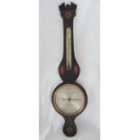 An Early 19th Century Wheel Barometer, with inlaid mahogany case, thermometer and silvered dial with