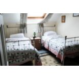 Bedroom 3: A Good Pair of Victorian Painted Iron and Brass Beds. 3ft. Complete.