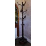 A Mid 19th Century Mahogany Hat/Coat/Stick Stand, the turned baluster column comprising three rows