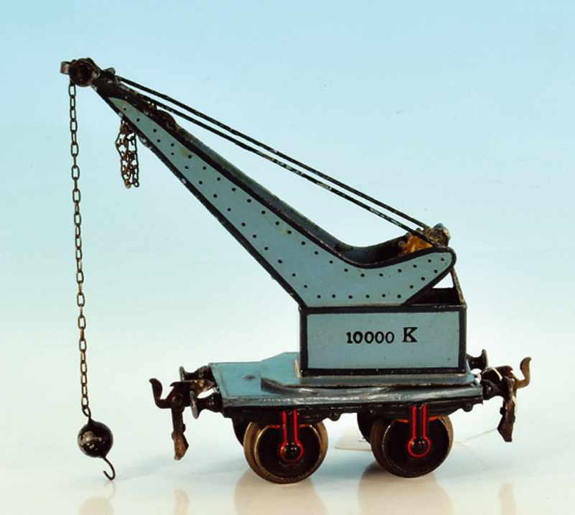 MÄRKLIN Kranwagen 1858/1 13 cm, blau handlackiert, mit orig. Kette und Lasthaken, Hakenkupplungen,