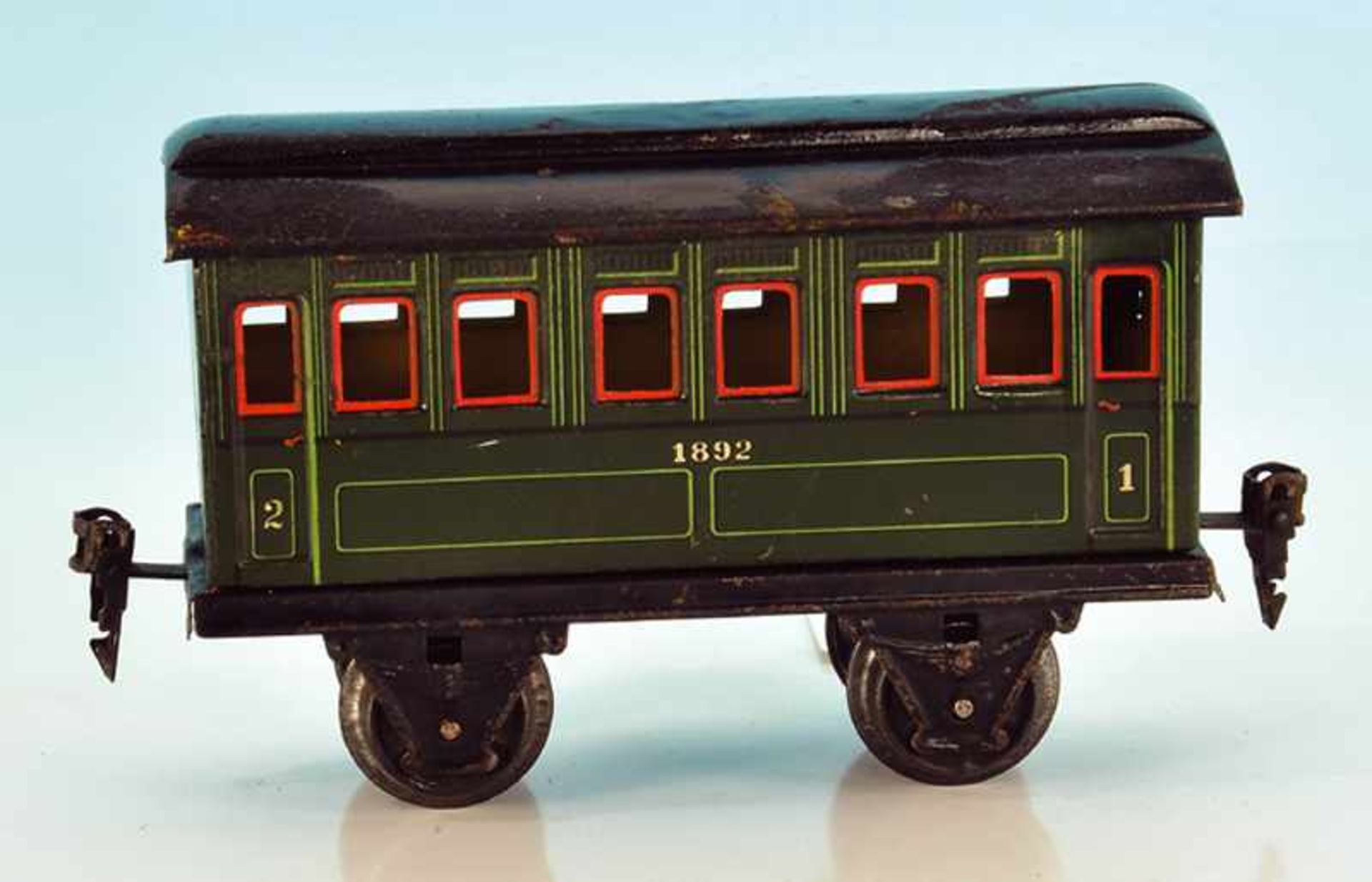 MÄRKLIN Personenwagen 1892/1 grün, Dach schwarz handlackiert, deutlichste Alterungs- und