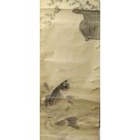 Tuschezeichnung auf langem Papierbogen 6 m x 43,5 cm. Tusche auf Papier. Allerlei Malübungen mit u.