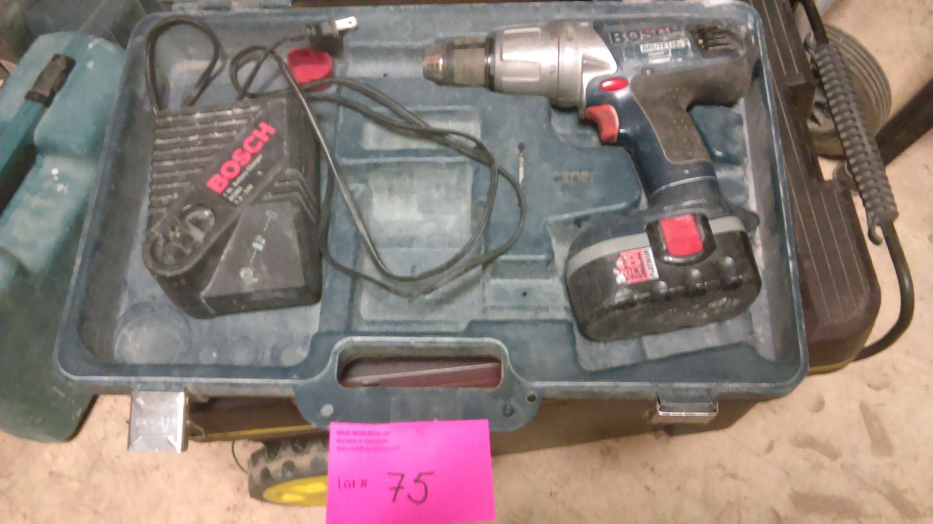 BOSCH 18V CORDLESS HAMMER DRILL, BATTERY, CHARGER, IN CASE