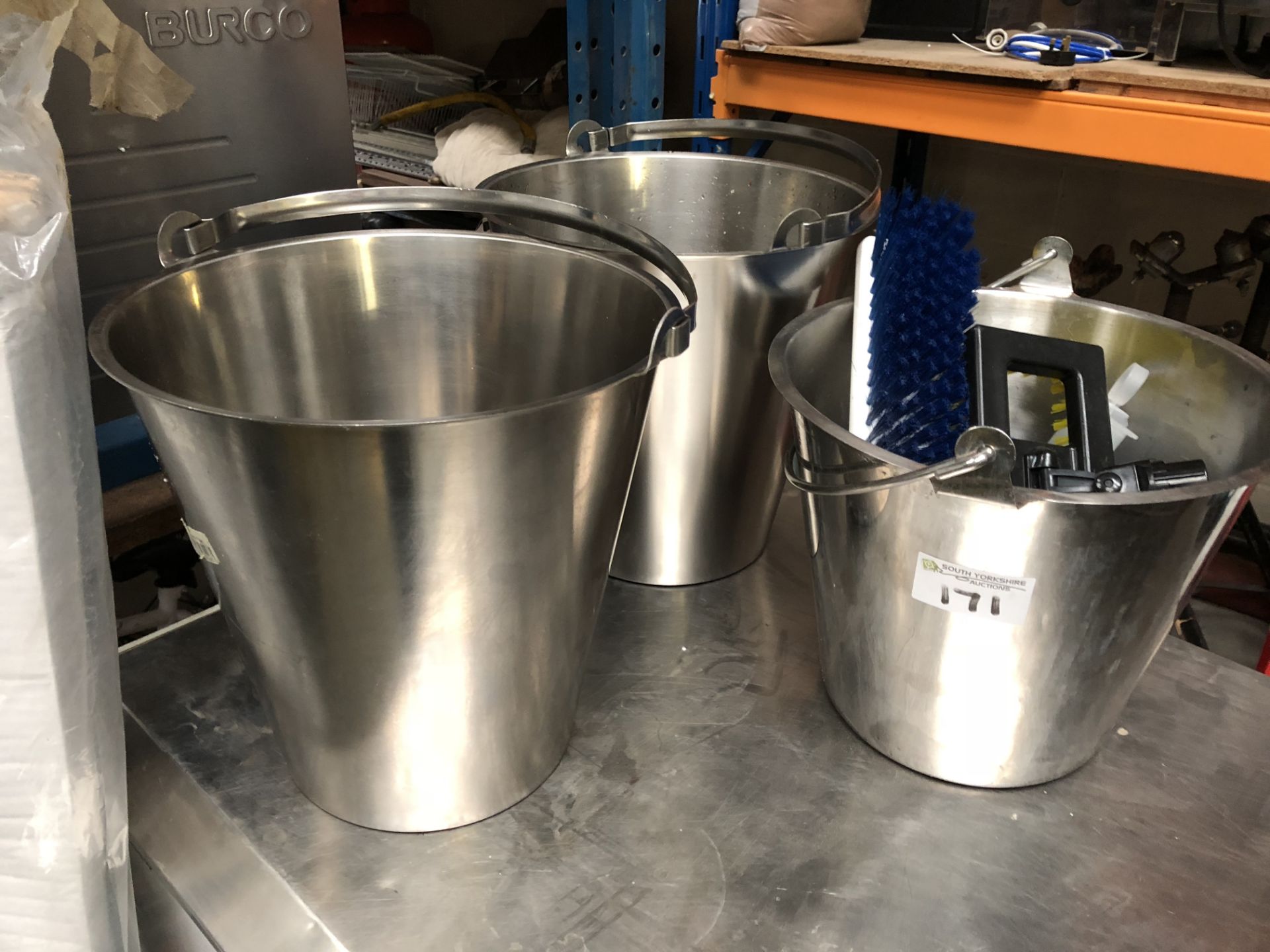 3 x Stainless Buckets and Sundry Items