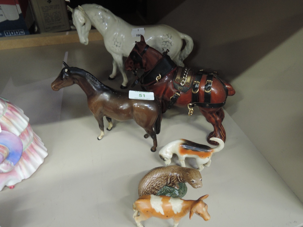 Four Beswick studies Foxhound, Guernsey calf and two horses