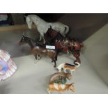 Four Beswick studies Foxhound, Guernsey calf and two horses