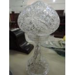 A cut glass mushroom table lamp A/F