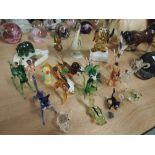 A selection of glass animals and birds