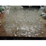 A large selection of wine and spirit glasses