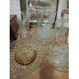 A selection of glass ware and bowls, vases etc