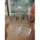 A selection of drinking glasses, water jugs and sundae