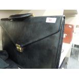 A black leather document case of stiff matt form, possibly Buffalo skin, having gilt fitments