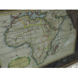 An 18th century map of Africa 'Carte des voyages de Sethus', later coloured