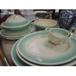 A selection of Susie Cooper Dresden Spray table ware including meat platters, tureen, plates etc