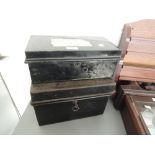 A lockable metal document box and cash box