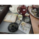 A selection of mixed ceramics including Denmark Confetti, Coronation ware, kitchen clock etc