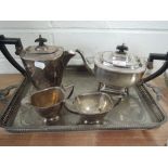 A silver plated tea set and tray Falstaff