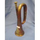 A copper and brass regimental bugle, badged for Ontario regiment