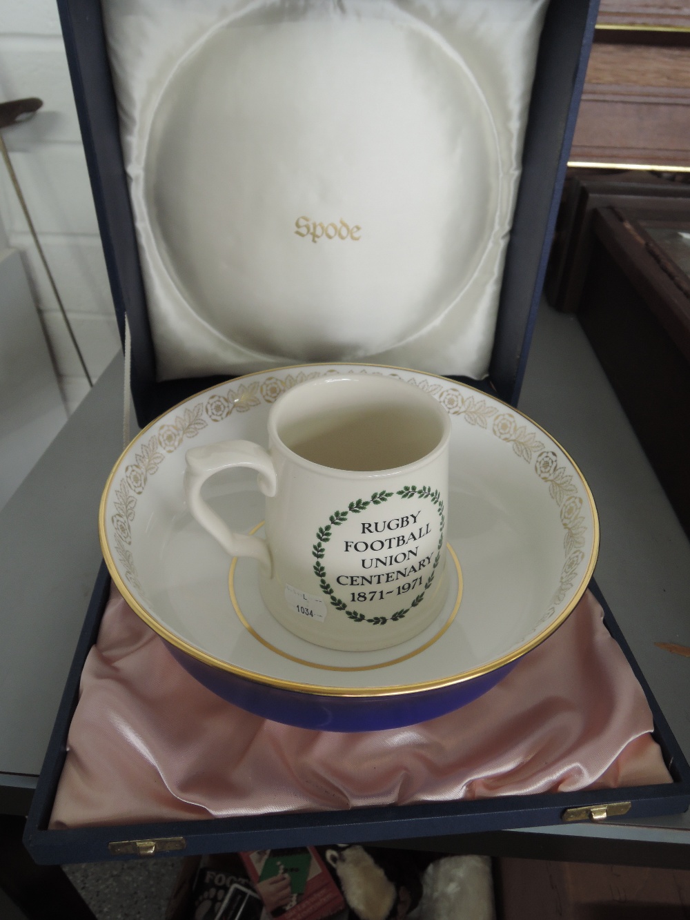 A Spode bowl and ceramic tankard commemorating The Rugby Football Union Centenary 1871-1971 (bowl
