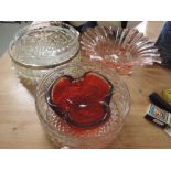 A collection of glass fruit bowls etc