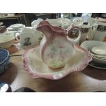 A reproduction jug and bowl set etc